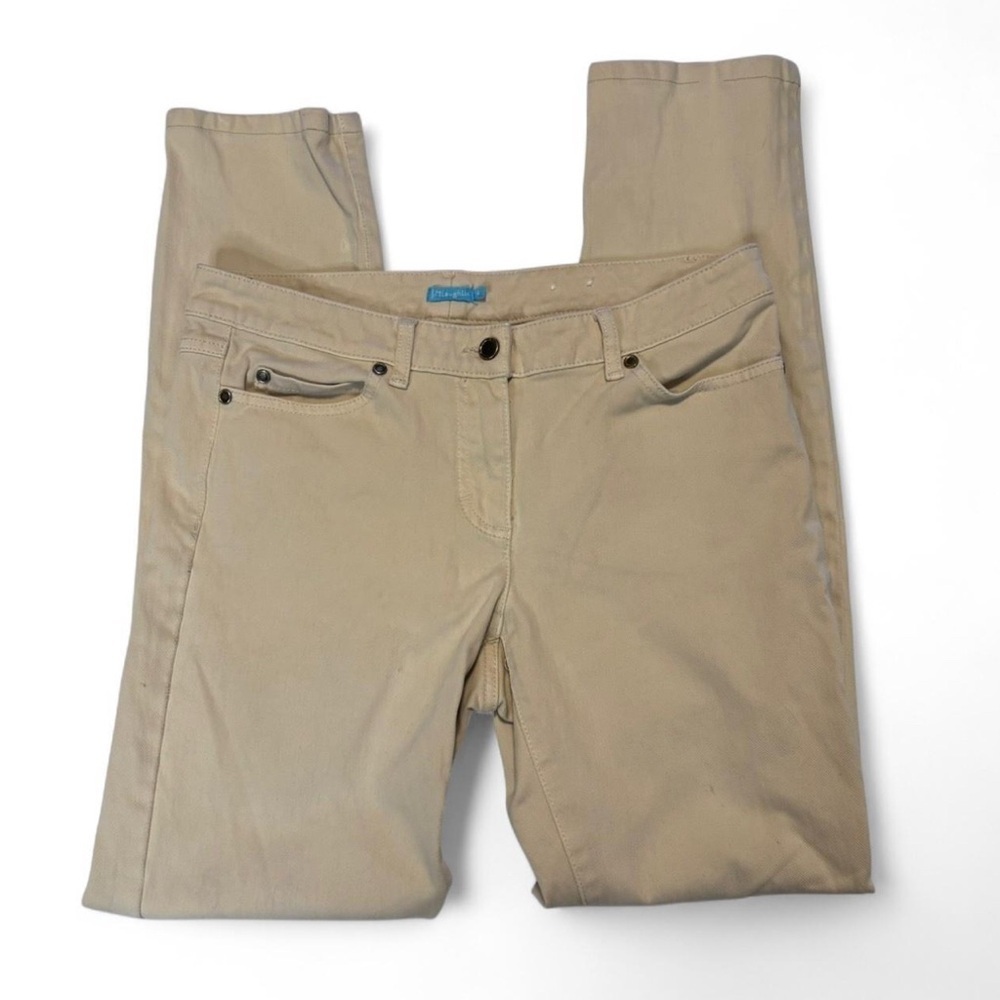J. McLaughlin Lexi Jeans Women's 6 Tan Slim Ankle Mid Rise Stretch Denim READ